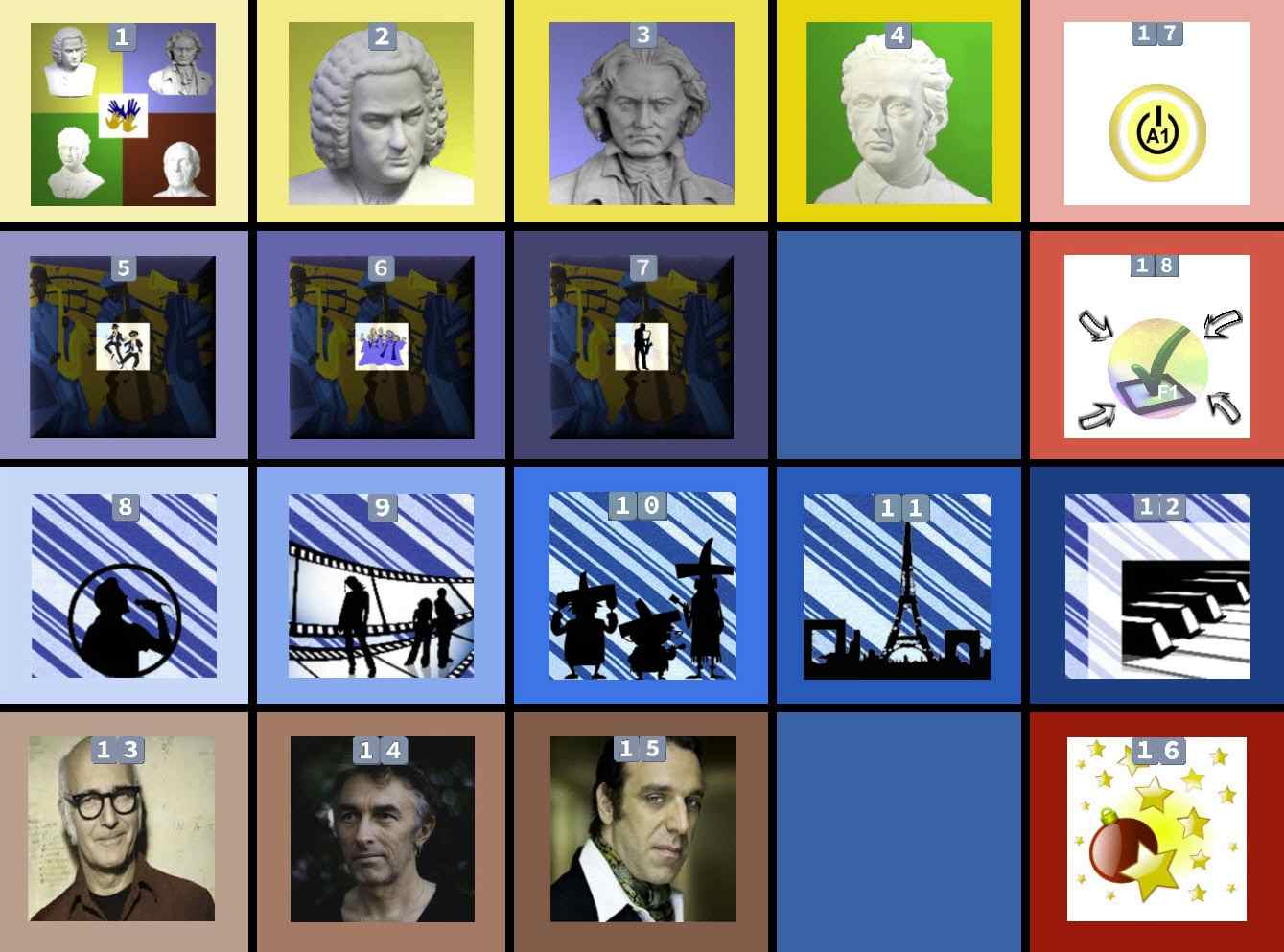 Ici, tu peux voir le nouveau système de cours. Voici les sujets les plus importants pour jouer du piano. Ils sont proposés dans un total de 29 cours.